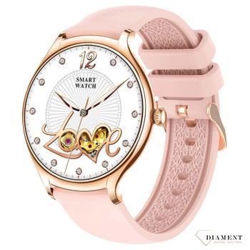 Smartwatch damski z rozmowami Rubicon RNCF13 różowe złoto.  Zegarek damski Smartwatch. Zegarek Rubicon z rozmowami dla kobiety na prezent. Smartwatch damski z bransoletą i paskiem. Smartwatch Rubicon damski.3.jpg
